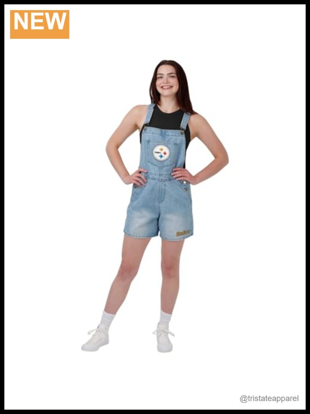 Denim Bib Shortalls Overall Shorts Adjustable Buckle Closure Game Day
